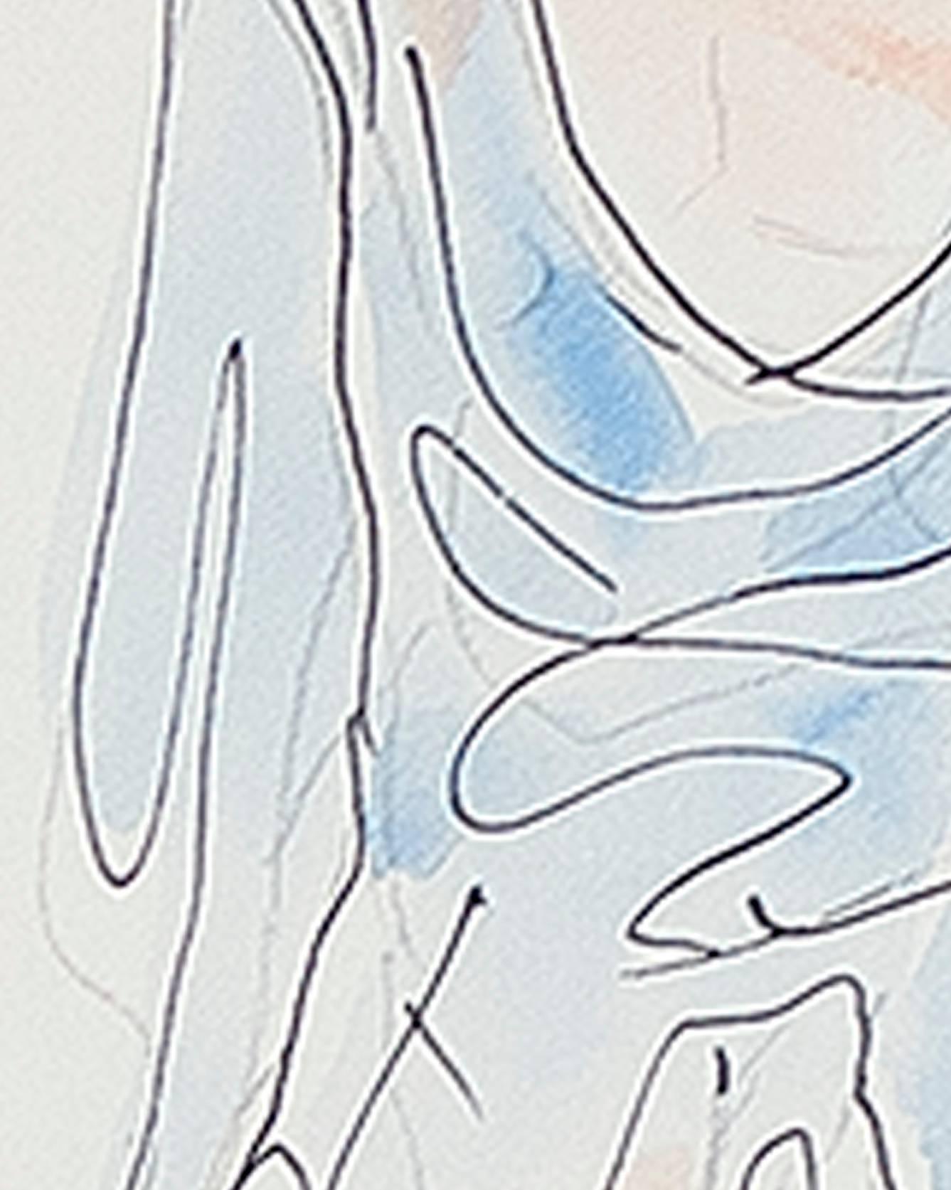 „Isadora Duncan (Blau), „ Stift, Tinte und Aquarell signiert von Abraham Walkowitz im Angebot 3
