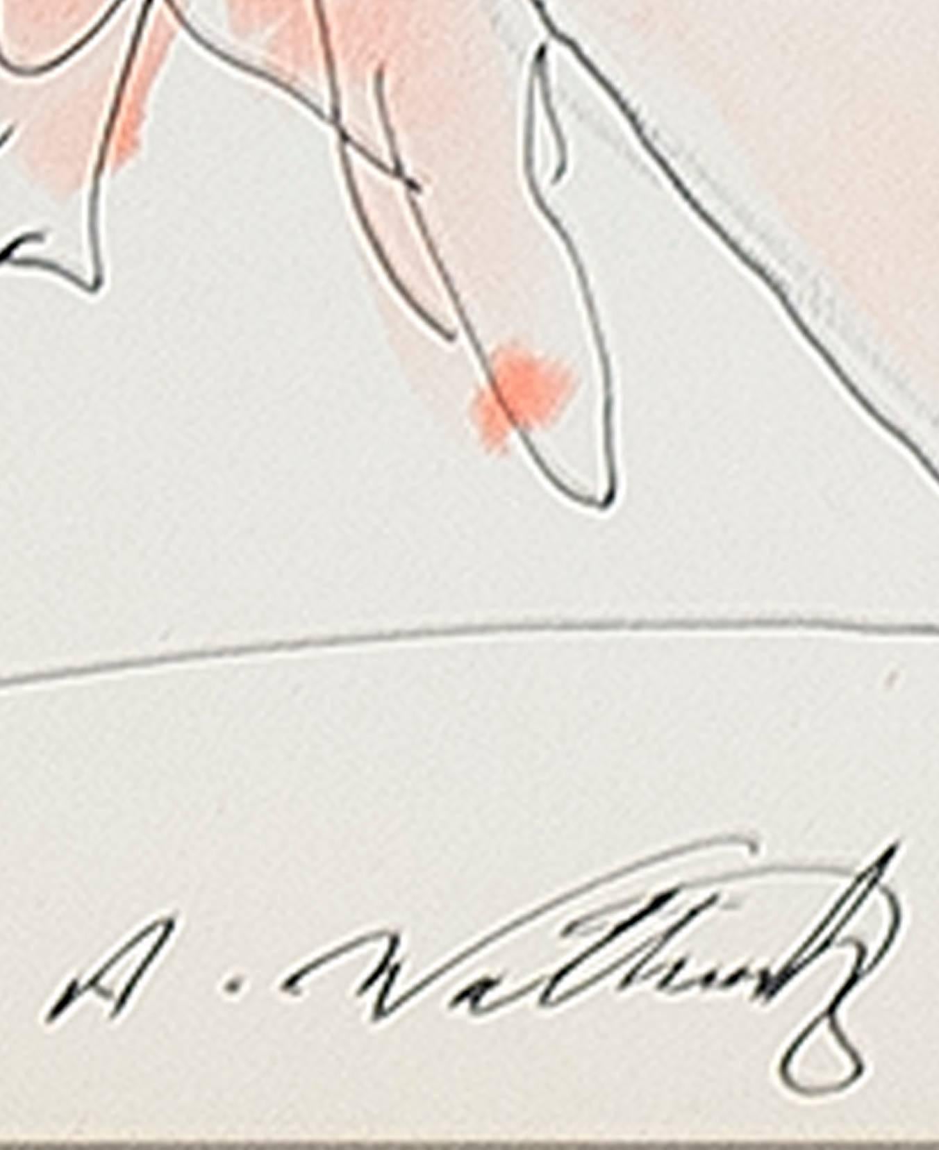 „Isadora Duncan (Orange), „ Stift, Tinte und Aquarell signiert von Abraham Walkowitz im Angebot 1