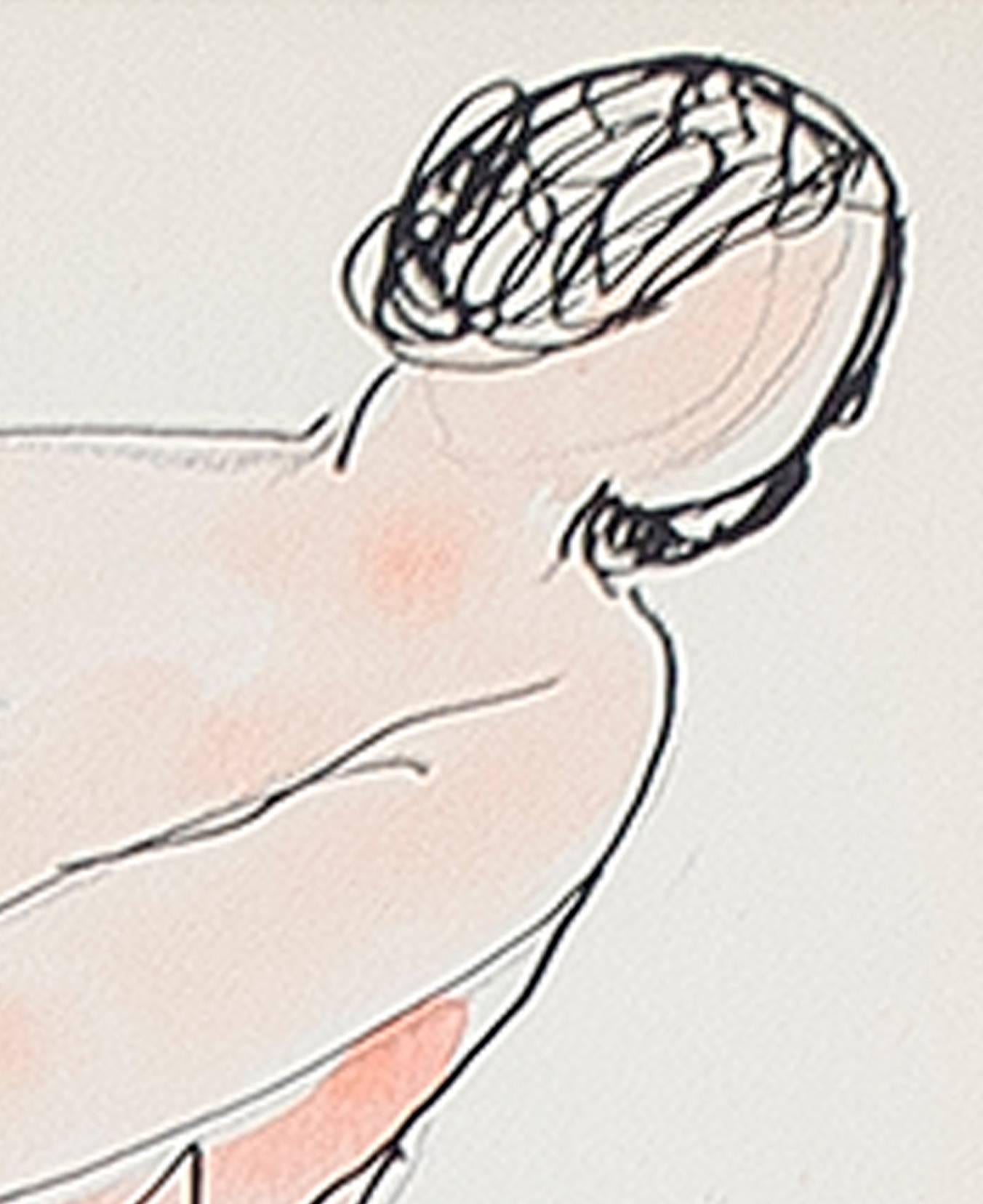 „Isadora Duncan (Orange), „ Stift, Tinte und Aquarell signiert von Abraham Walkowitz im Angebot 2