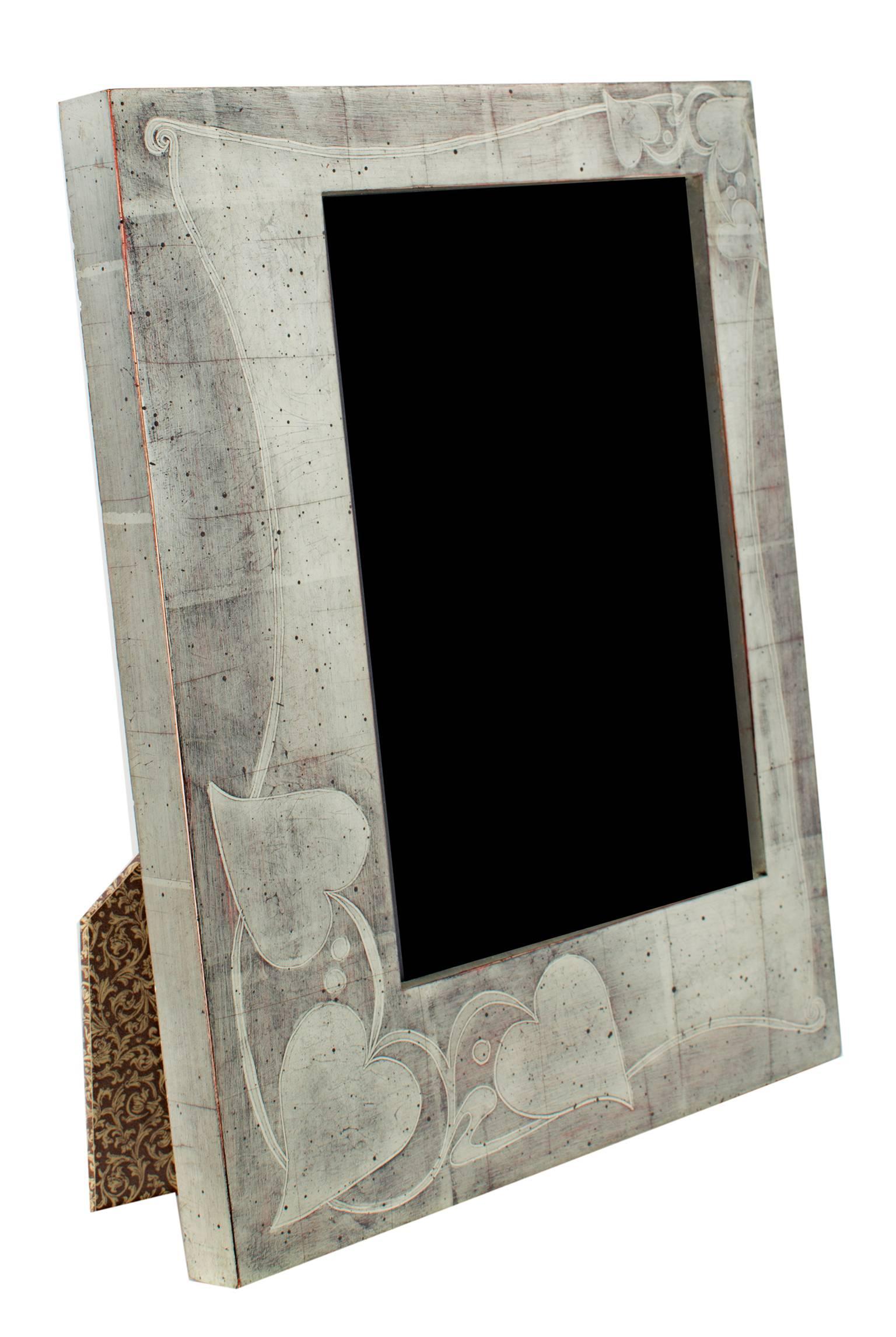 "Handmade 12K White Gold Leaf Photo Frame," Wood 5 x 7 in Handmade in Romainia