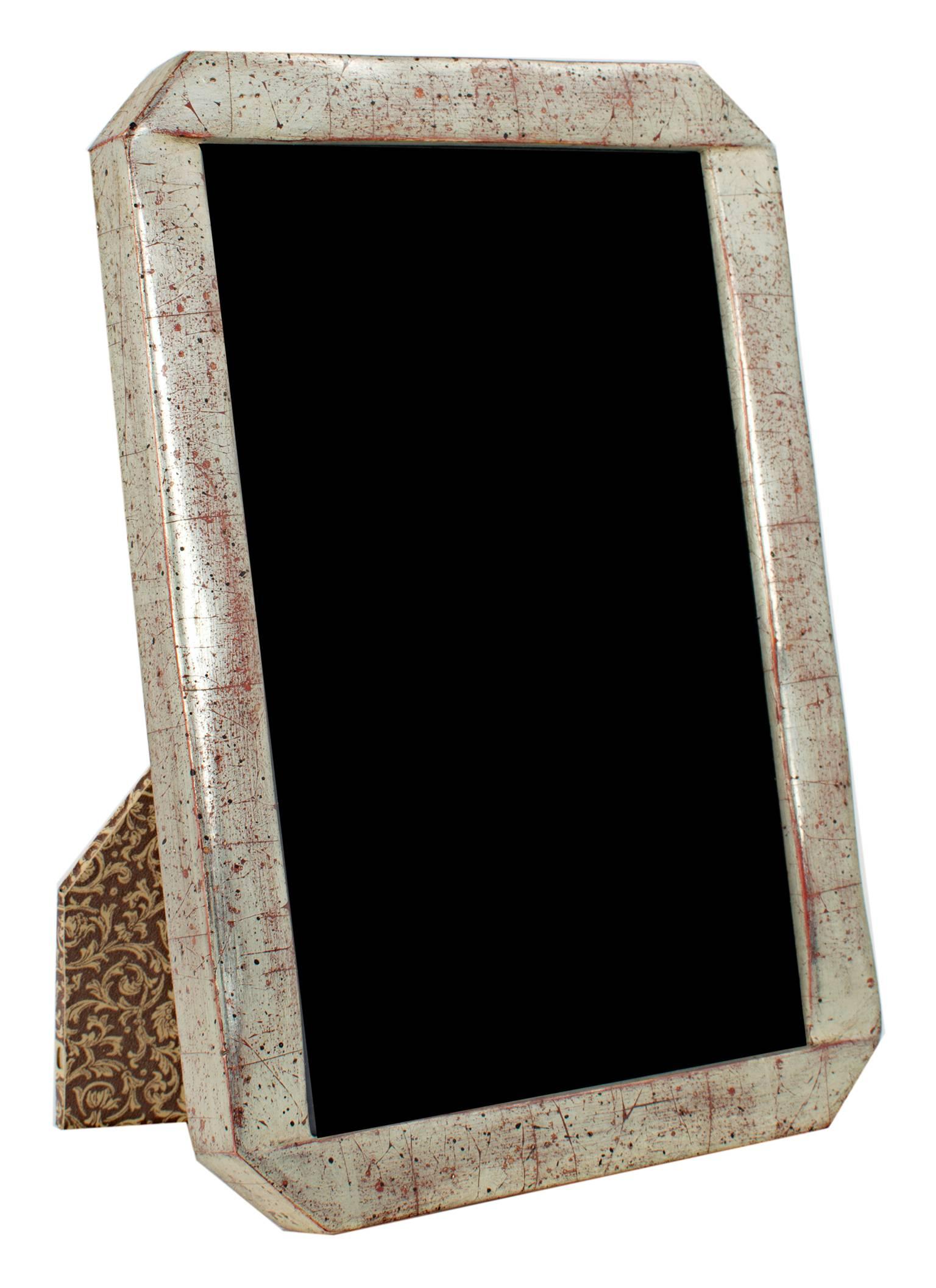 "Handmade 12K White Gold Leaf Photo Frame, " Wood 4x6 in frame created in Romania - Art by Unknown
