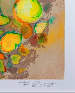 20th century color lithograph French scene female figure flowers jewelry signed