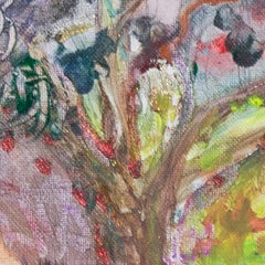 "Moonscape, " Multicolored Acrylic on Canvas signed on Verso by Helen Hulsey