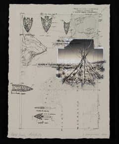 "Estudio de campo - Artefactos", pieza de collage con fotos y páginas de Terri Warpinski