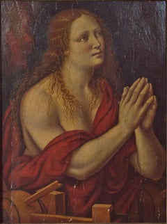 Antique "Caterina d'Alexandria (Saint Catherine of Alexandria), " Oil Painting on Wood