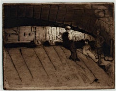 george webb shoes "Bruntford Bridge, " original etching by Harry George Webb