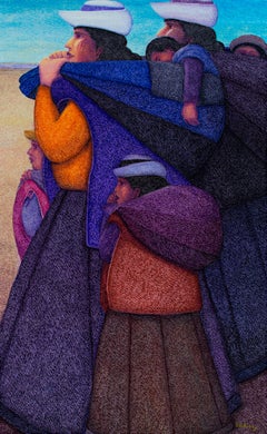 "La Familia," oil painting on jute by Ernesto Gutierrez