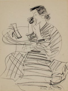 "Sally Phone Call, " Pencil Drawing signed by Milton Avery