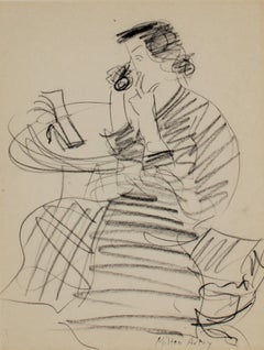 "Sally Phone Call, " Pencil Drawing signed by Milton Avery 