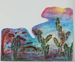 "Southwest Series: Paper Clip Cactus Artist's Palette," a Mixed Media signed
