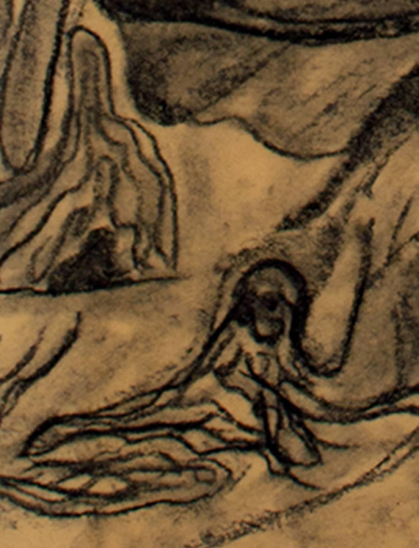 „Brunnen-Mysterium“, Kohle auf Papier, signiert von David Barnett im Angebot 4