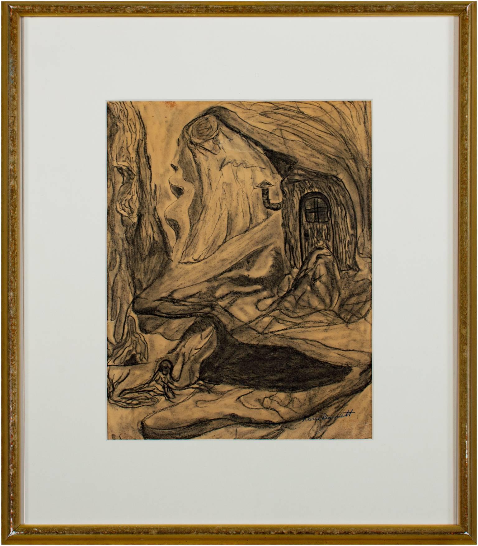 „Brunnen-Mysterium“, Kohle auf Papier, signiert von David Barnett im Angebot 5
