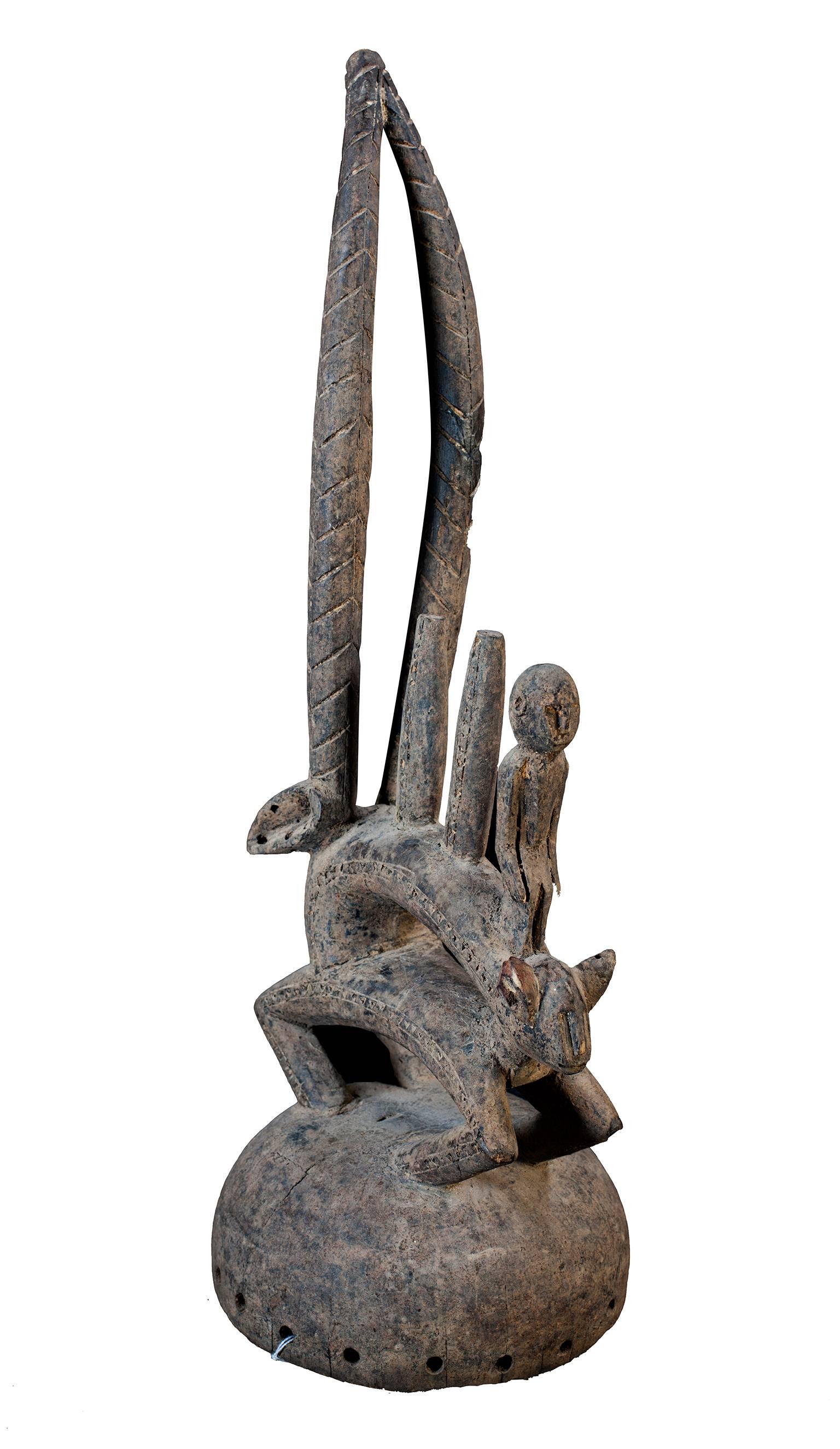 Paire de coiffeuses d'anteslopes Bambara, masculines et féminines, bois sculpté en vente 4