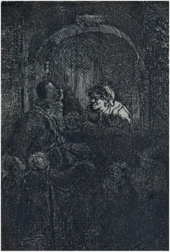 Woman at a Door Hatch Talking to a Man and Children (La directrice de l'école)