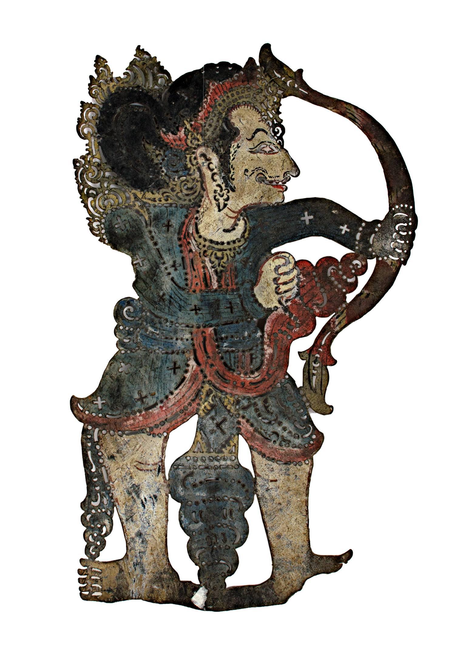 Unknown Figurative Sculpture - "Shadow Puppet Wayang Purwa, " Leather created in Indonesian in the 19th Century