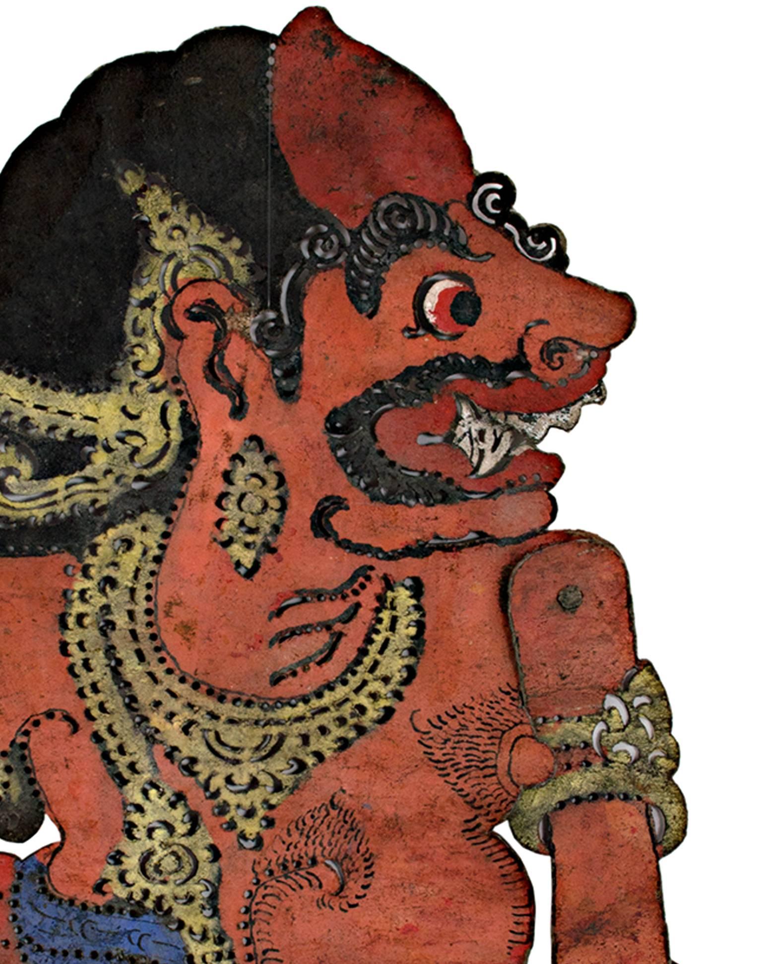 Indonesian Shadow Puppet Wayang Purwa - Folk Art Sculpture by Unknown