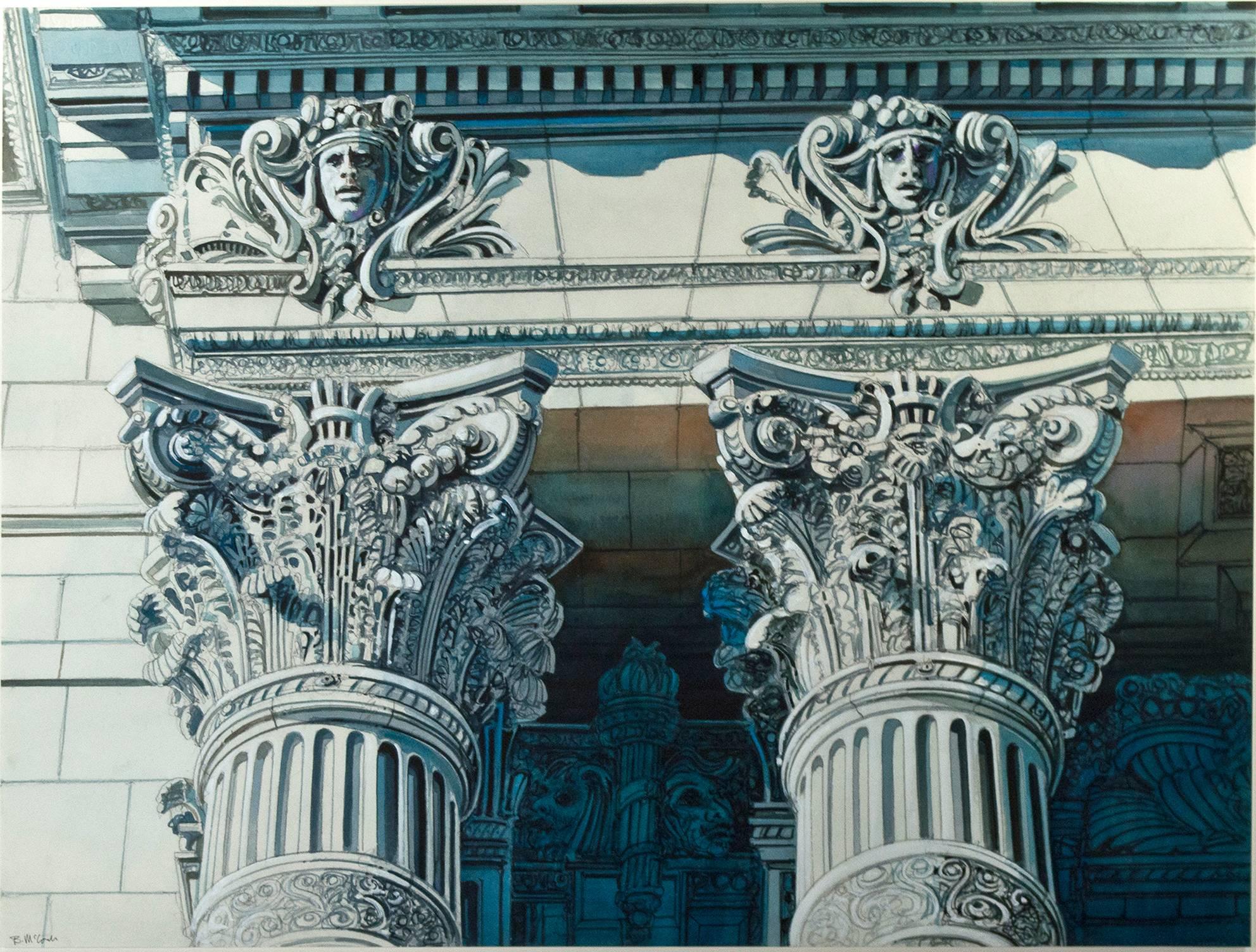 "Corinthian Columns, " Watercolor signed by Bruce McCombs