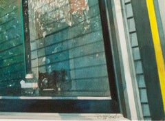""Window Reflections", Aquarell-Stadtlandschaft, signiert von Bruce McCombs