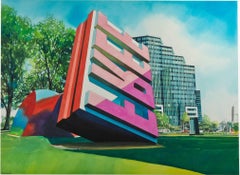"Oldenburg Sculpture, Cleveland, Ohio," Watercolor signed by Bruce McCombs