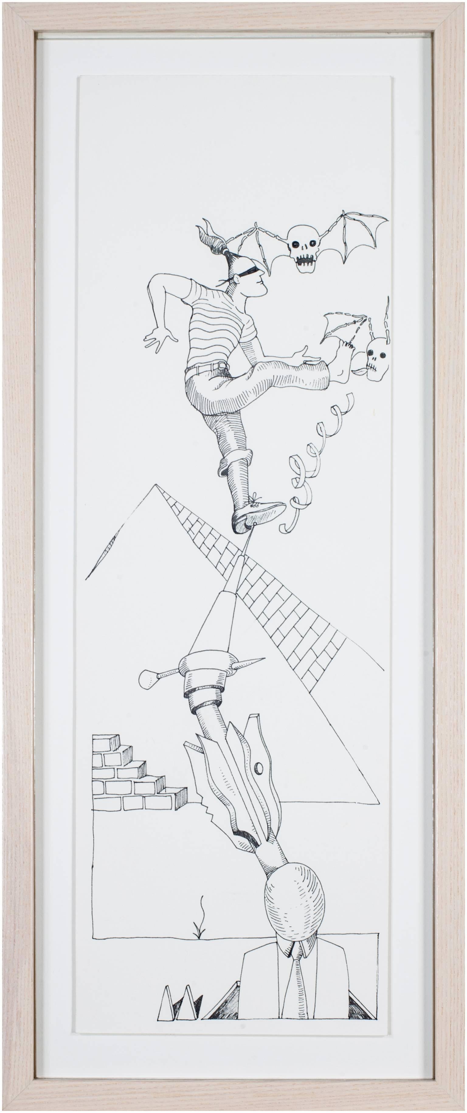 „Surrealistische Komposition“, Tusche auf Karton, Zeichnung von Marvin Hill im Angebot 4