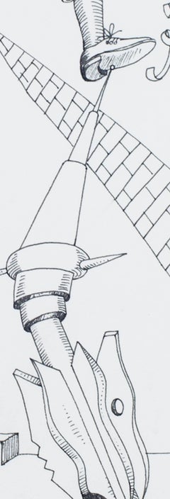 "Surrealist Composition, " Ink on Board Drawing by Marvin Hill