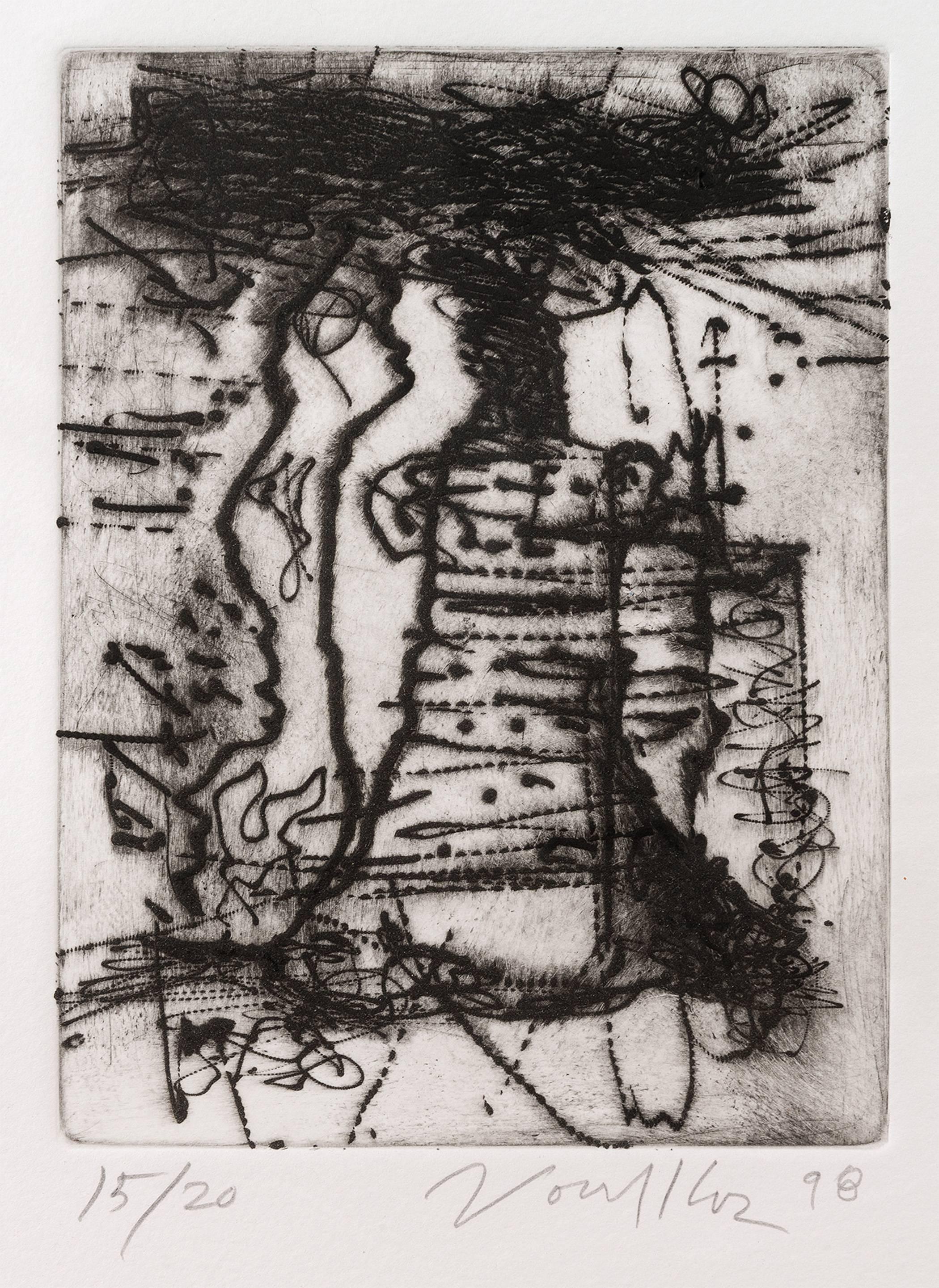 Peter Voulkos Abstract Print - Untitled Dry Point Etching CR 313-PR