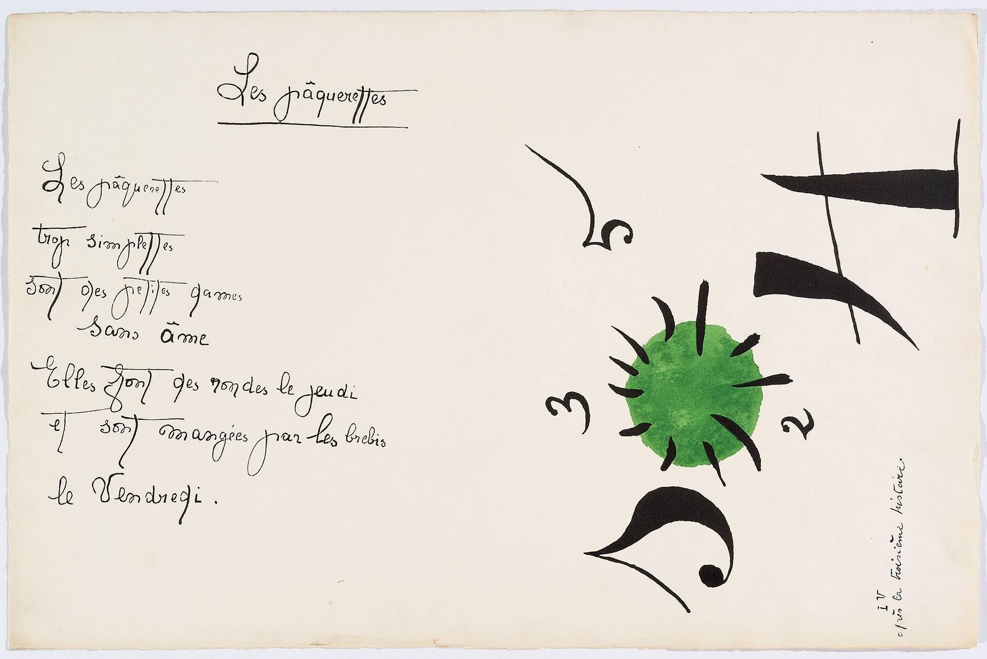 Joan Miró Figurative Art - “Il était une petite pie" (There Was a Little Magpie) - Sheet IV