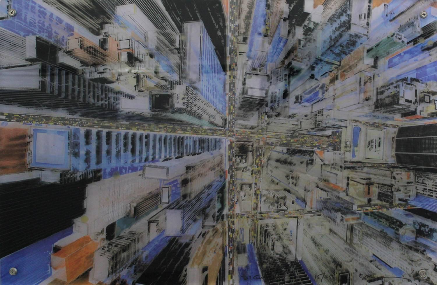 Manhattan Crossroad (3D-Construction) - Contemporary Mixed Media Art by Gottfried Salzmann