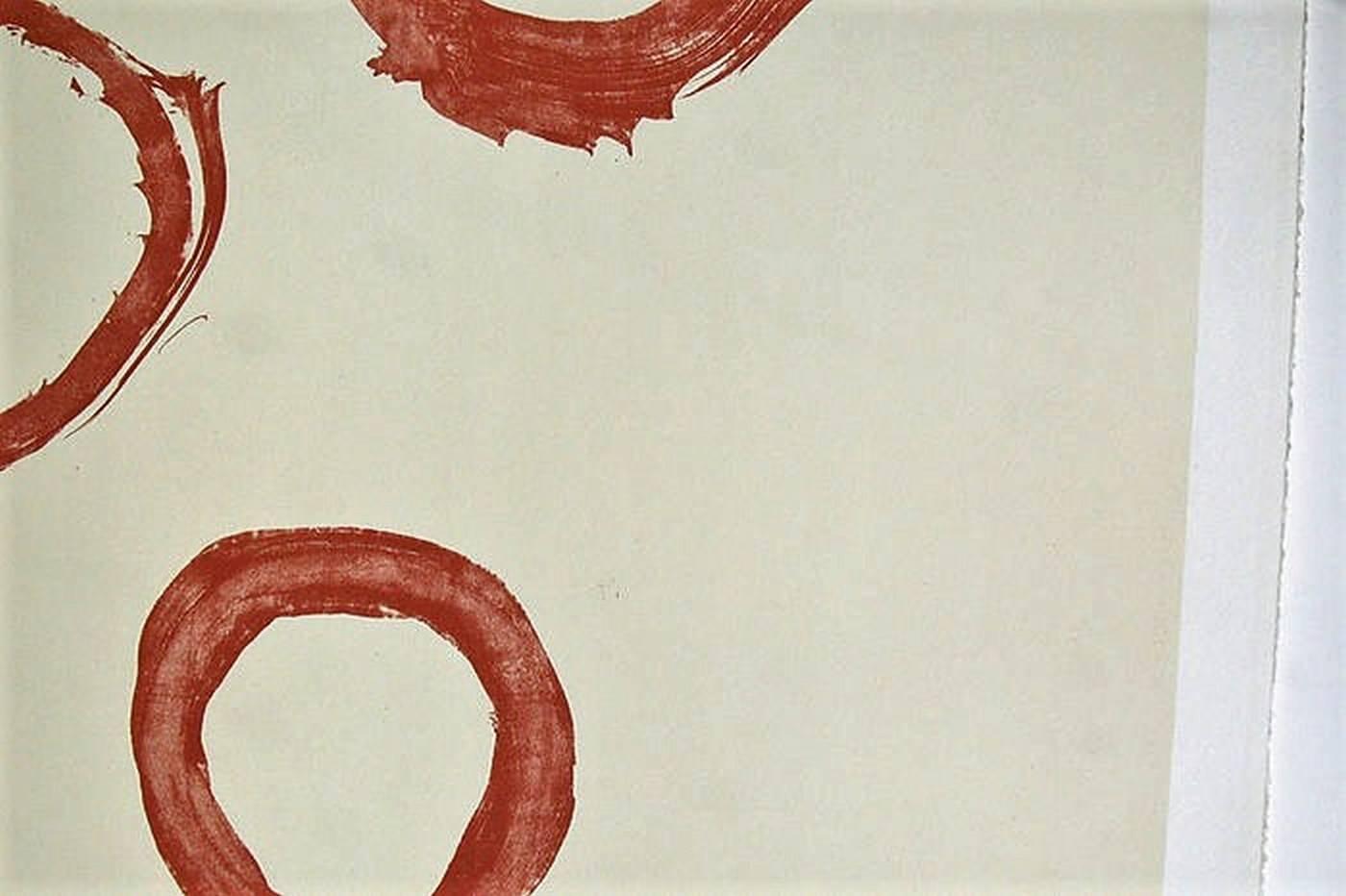 Five Circles - Beige Abstract Print by Robert Motherwell