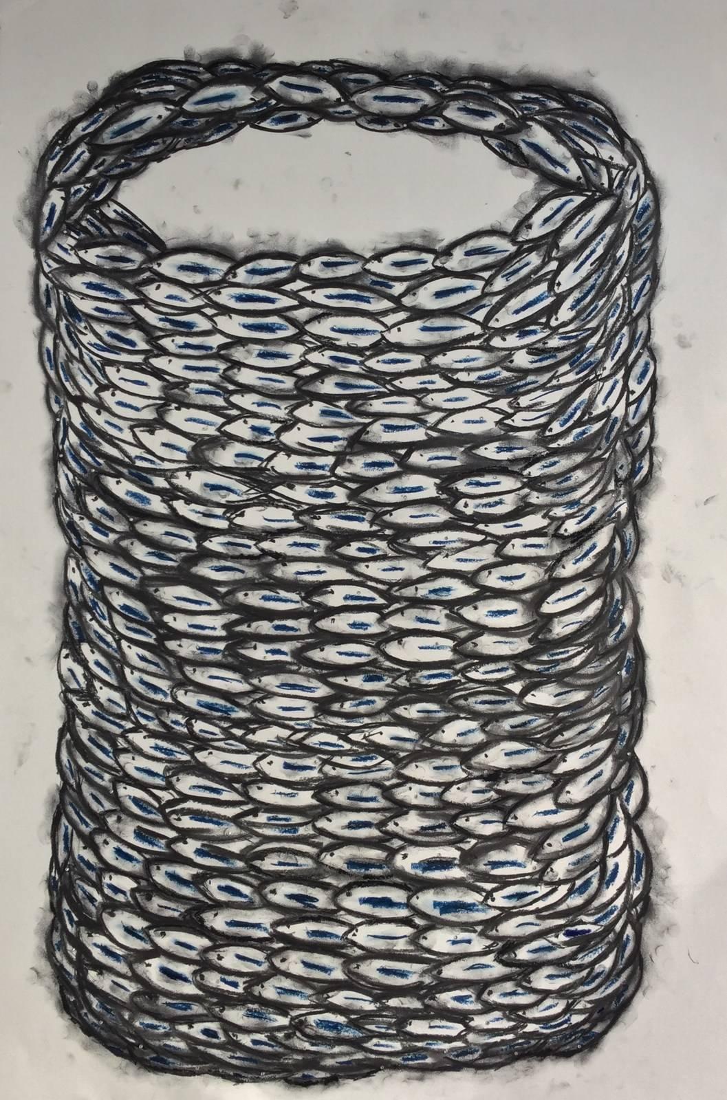 Heather Farrell Animal Painting - Black and Blue Swirl