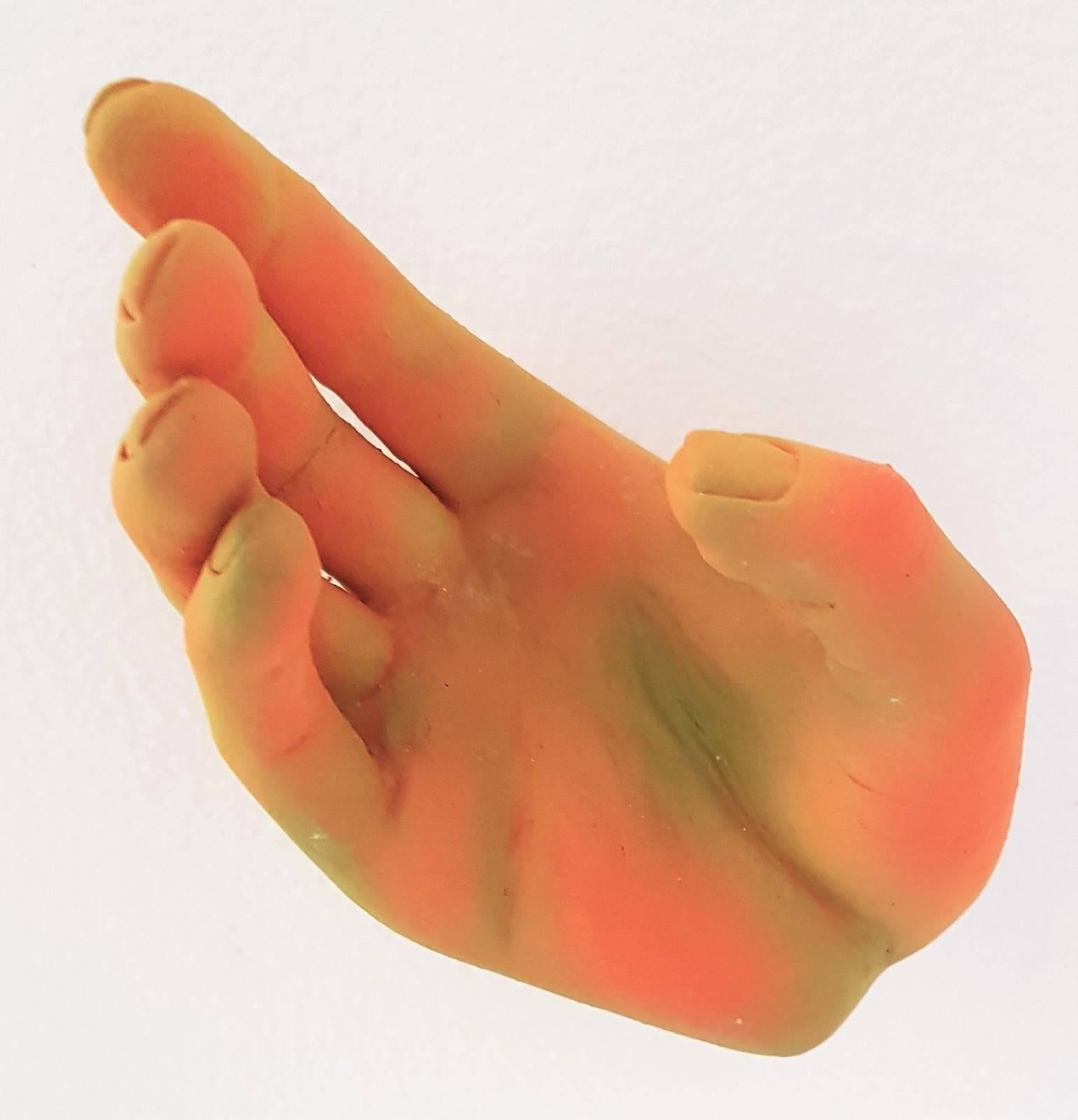 Hand (Orange, Green) - Sculpture by Jamie Bates Slone
