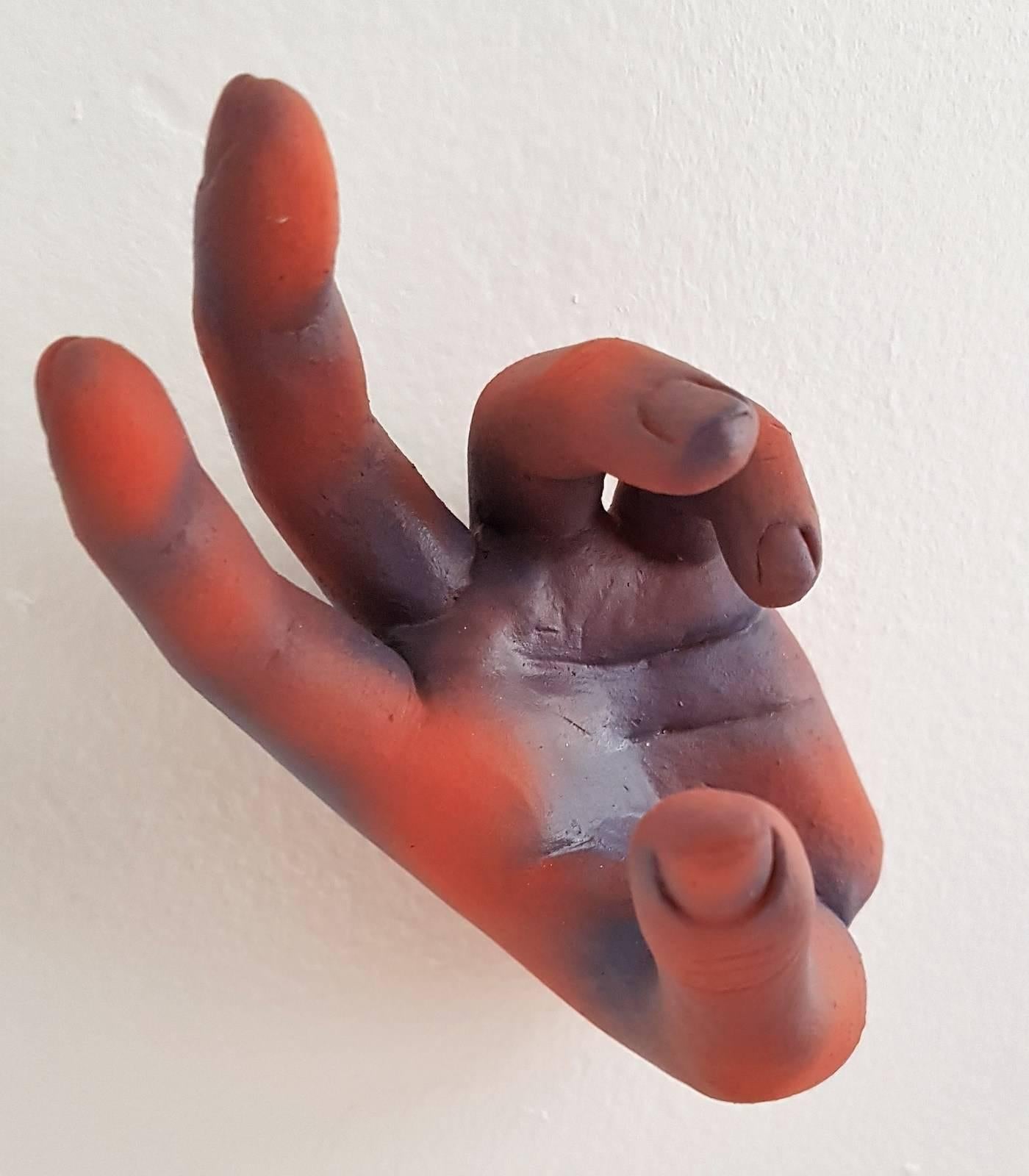 Hand (Purple, Orange) - Sculpture by Jamie Bates Slone