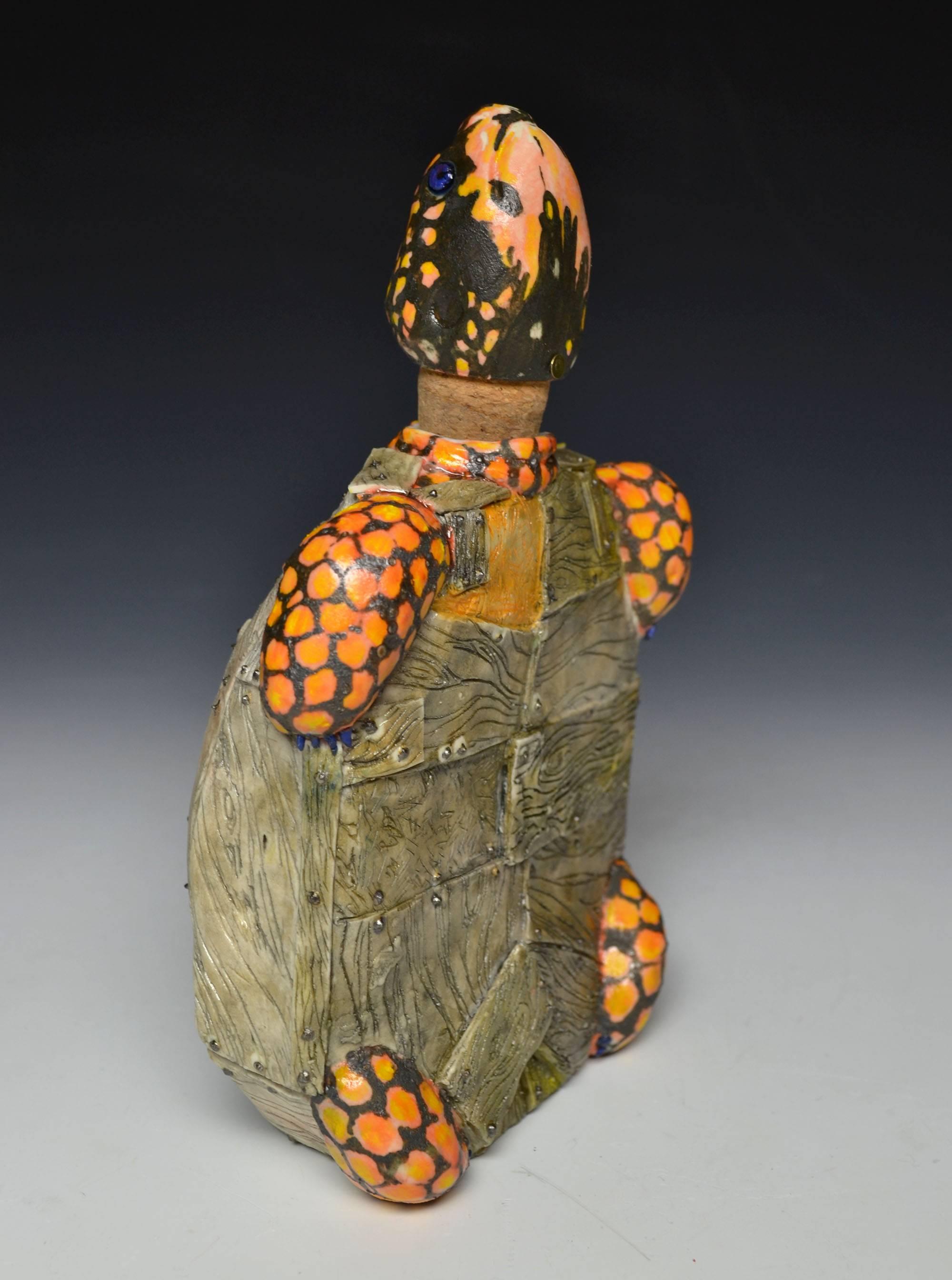 Brandon Schnur Figurative Sculpture - Eastern (Box) Crate Turtle Flask