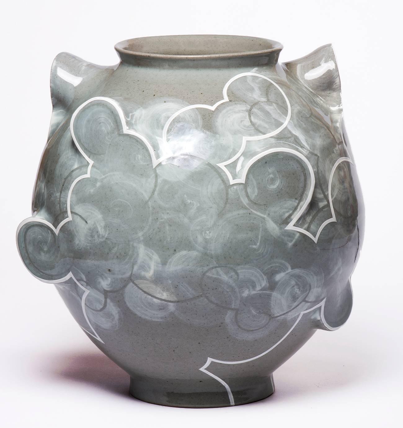Sam Chung Figurative Sculpture - Cloud Moon Jar