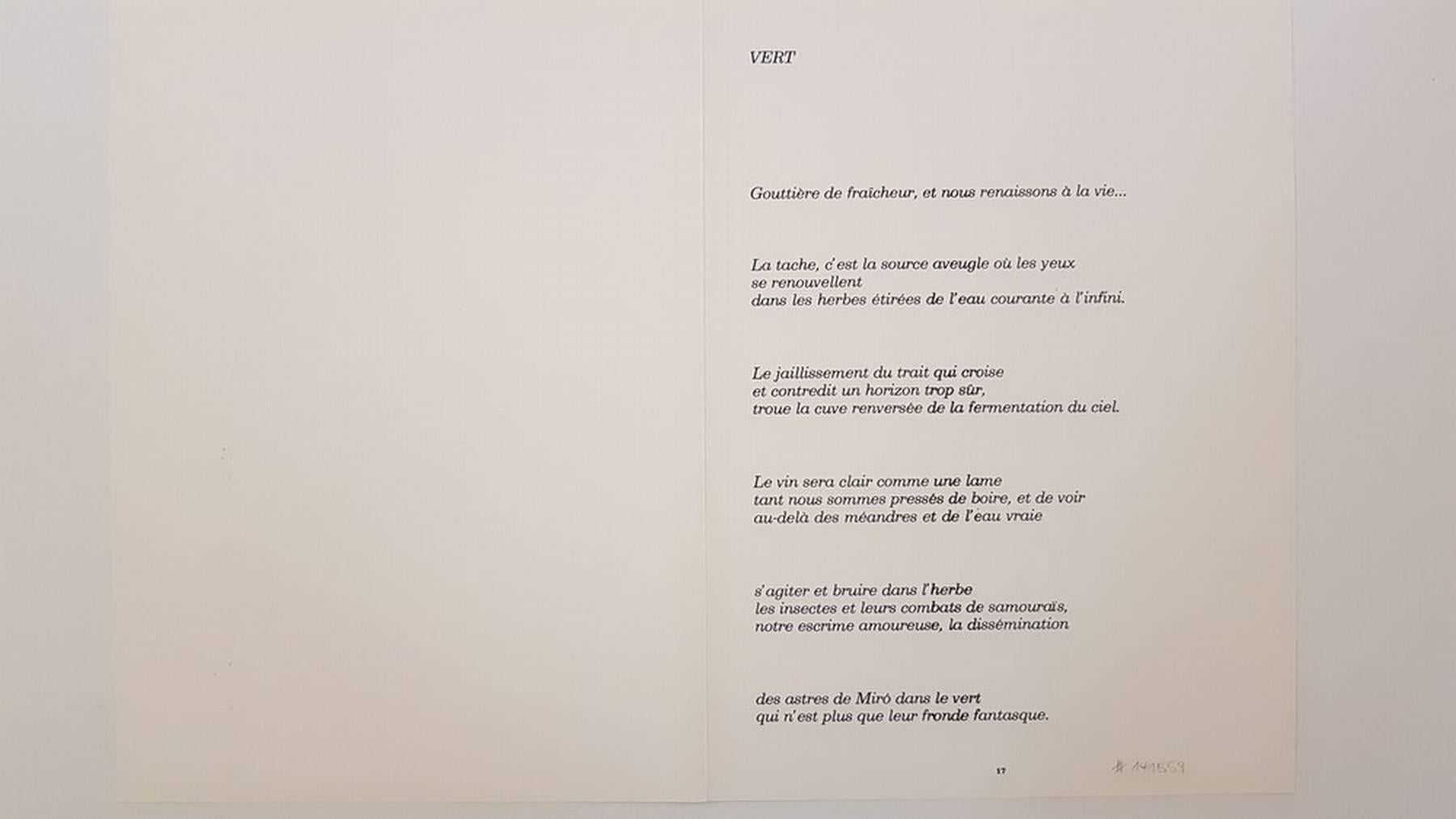 Catalogue Raisonné: Cramer 145
Color Lithograph, Year: 1973, Publisher: Maeght Editeur Paris
Condition: Centerfold, in good condition
Size: 21.6 × 14.8 inches, Unframed

Joan Miró i Ferrà (1893 – 1983) was a Spanish painter, sculptor, and ceramicist