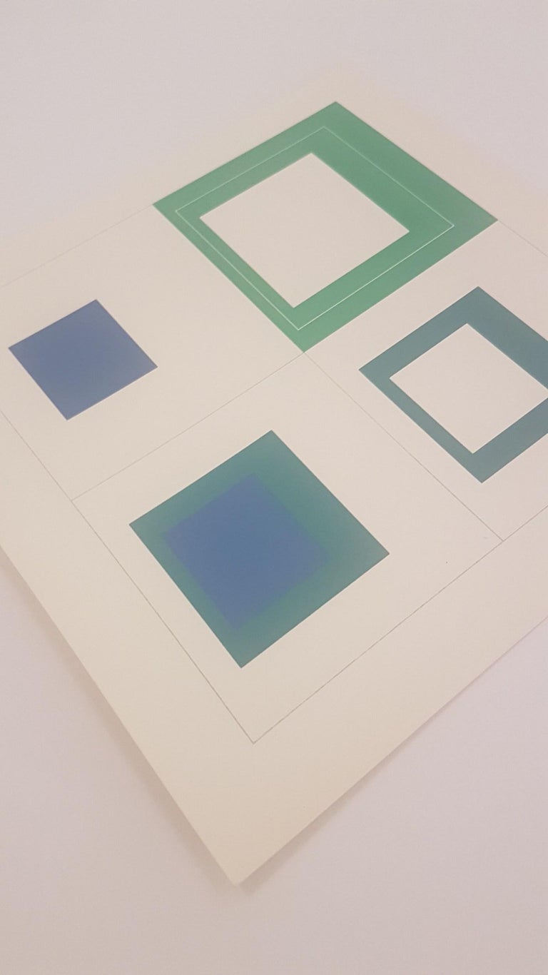 White Lines Squares - Set of Five (5) (Albers Minimalism Bauhaus Homage Square) For Sale 5
