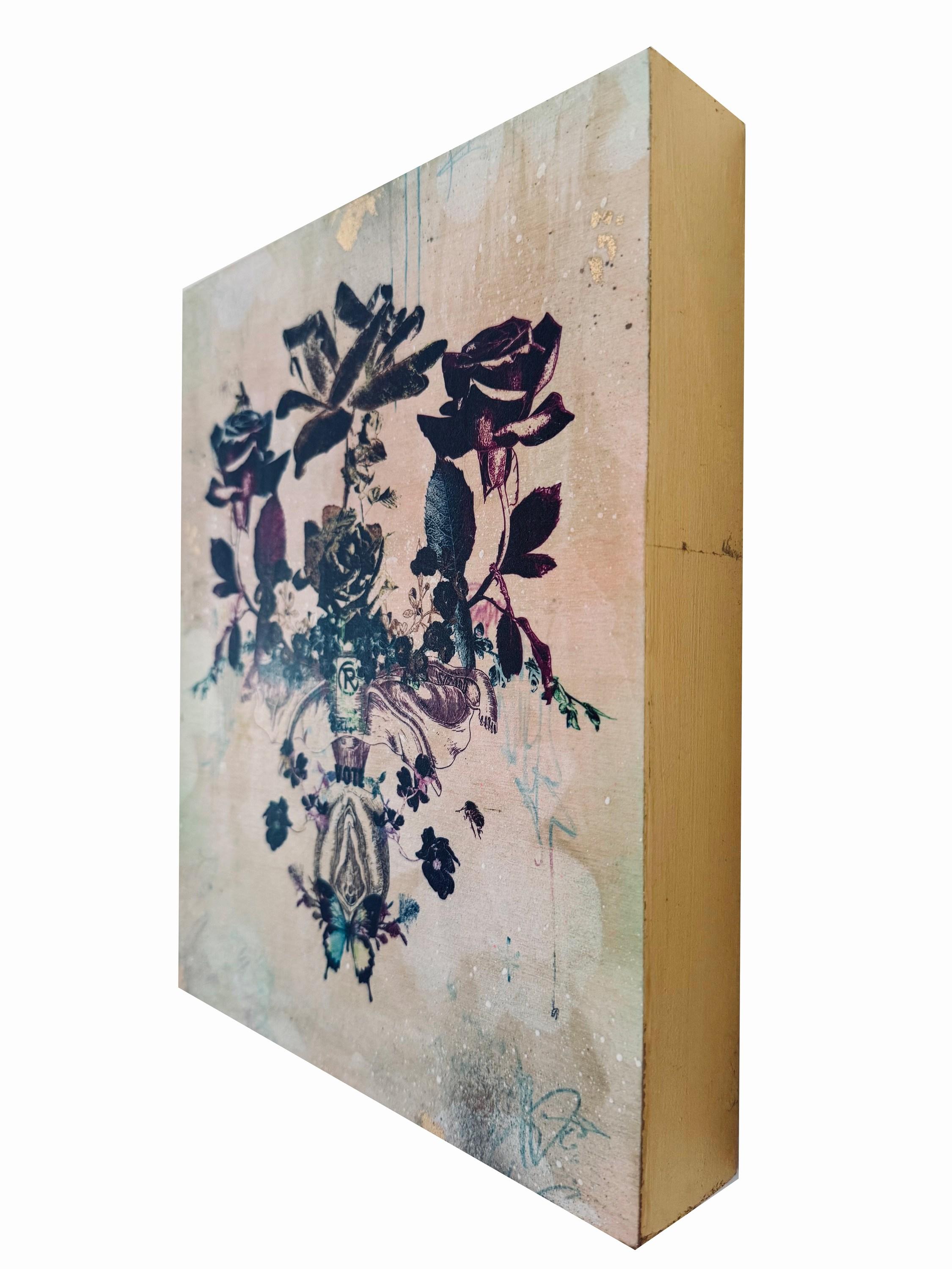Stai Fuori dal Mio Giardino Numero 1 (Botanicals, Burgundy, Butterflies 50% OFF) - Painting di Katrina Revenaugh