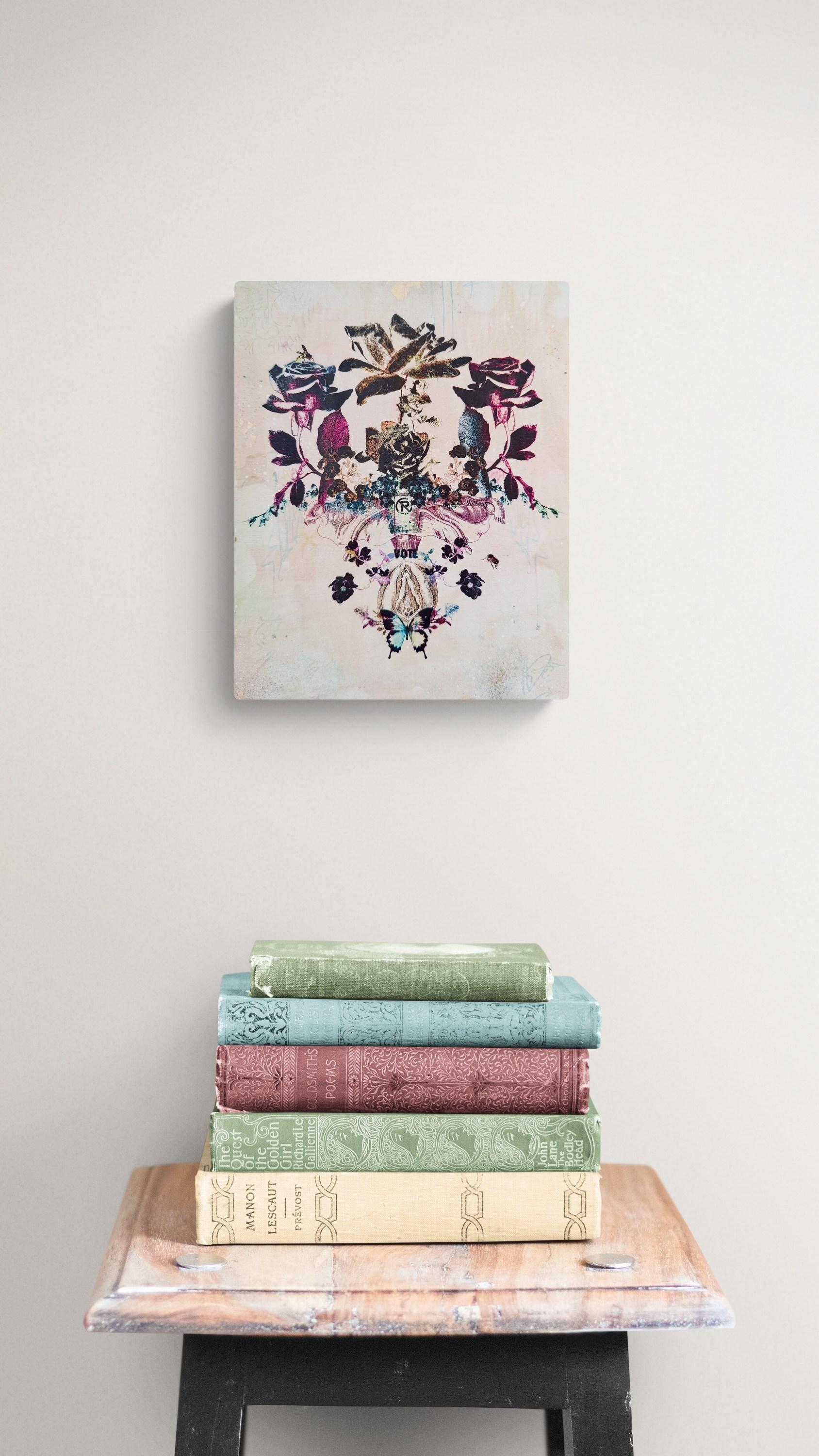 Stai Fuori dal Mio Giardino Numero 1 (Botanicals, Burgundy, Butterflies 50% OFF) - Painting Contemporaneo di Katrina Revenaugh