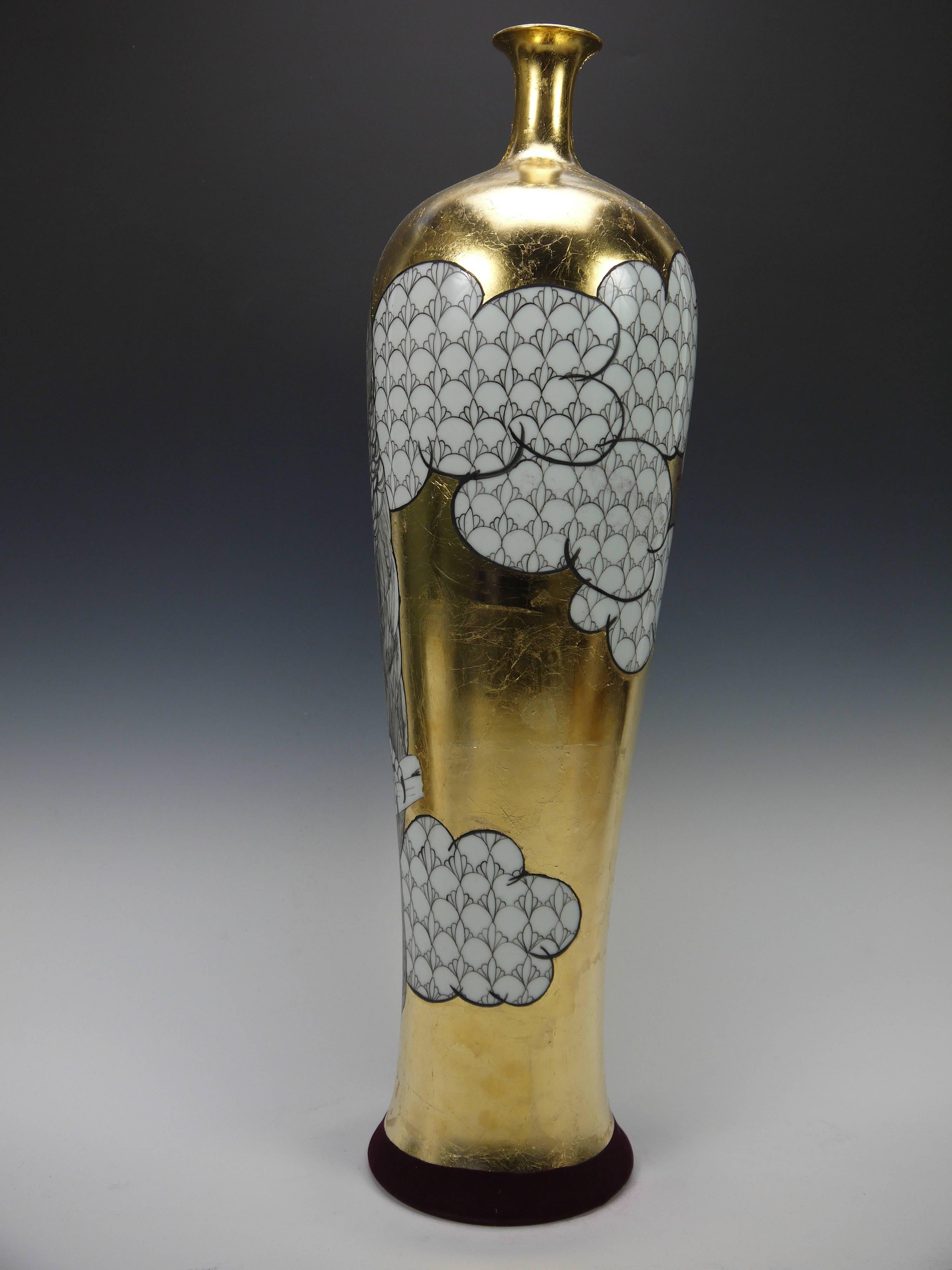 Vase with Owl - Contemporary Sculpture by Melanie Sherman