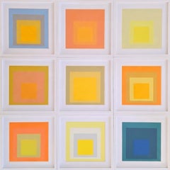 9er-Set „Homage to the Square“-Siebdrucke (geometrische Abstraktion, Minimalismus)