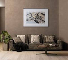 Sin título III (tinta china diluida en agua sobre papel artesanal, arte moderno, tonos tierra)