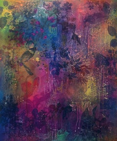 Graffiti Garden No.9 (Graffiti Botanical, Mixed Media, Gold Leaf, Ready-to-Hang)