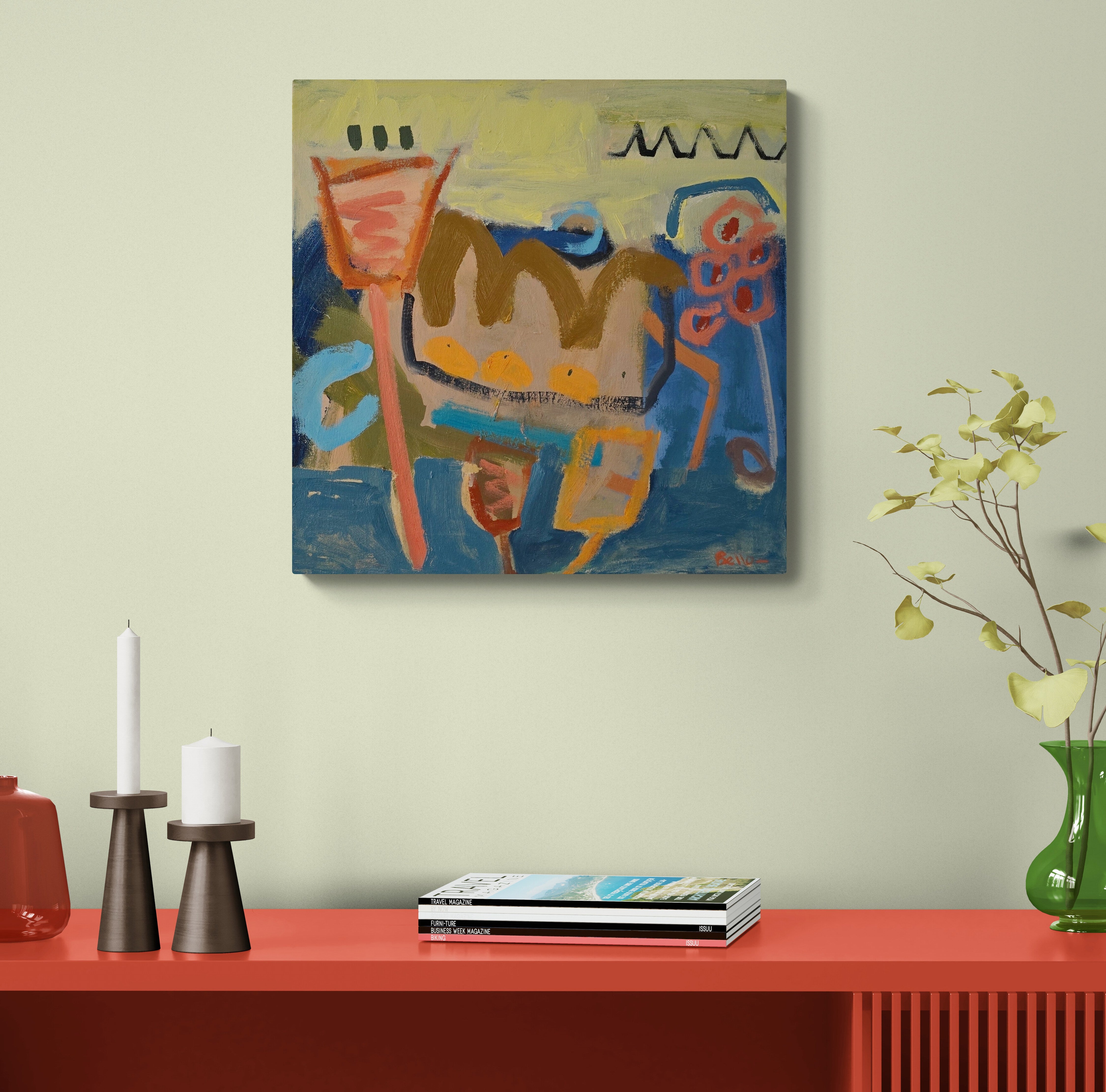 Katherine Bello Abstract Painting - Flower Arranging (Abstract vs. Figurative, Warm, Floral, Modern, 22% OFF)