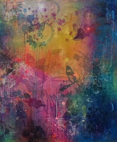 Graffiti Garden n° 11 (Graffiti botanique, techniques mixtes, feuille d'or, prêt à accrocher)