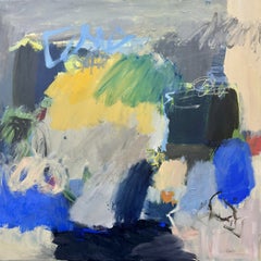 Backcountry (Gestural Abstract, Cool, Structured, Blue and Yellow Hues)