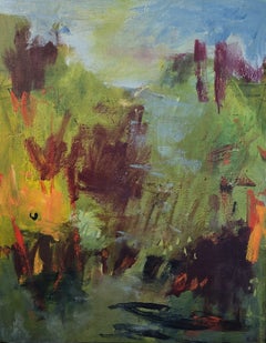 Morgentau (gestisch-abstrakt, lebhaft, Grüntöne, stimmungsvoll)