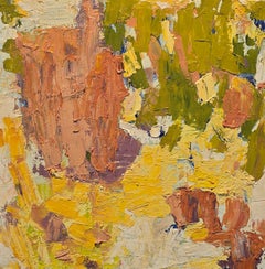 Dappled Light I (Impasto Abstract, Warm, Coral, Olive and Ochre Hues, Textured)
