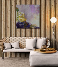 Celebration (Gestural Abstract, Lavender and Purple Hues, Playful Line Work)