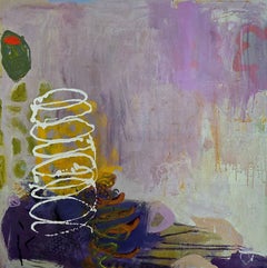 Celebration (Gestural Abstract, Lavender and Purple Hues, Playful Line Work)