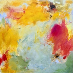 Spring Awakening (Gestural Abstract, Vibrant, Yellow and Magenta Hues, Spring)
